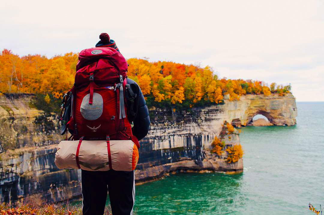 Hiking to Grand Portal on the Chapel Basin Loop in the Pictured Rocks National Lakeshore. PC: Instagram user @charlotte_reader_