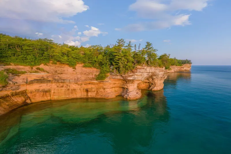 The Pictured Rocks National Lakeshore spans for 42-miles along Lake Superior shoreline.