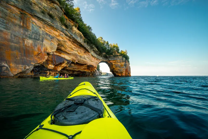 Paddling near Lovers Leap in the Pictured Rocks