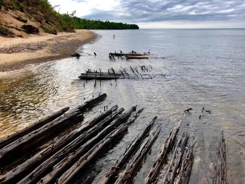 Shipwreck remnants near the Hurricane River Campground