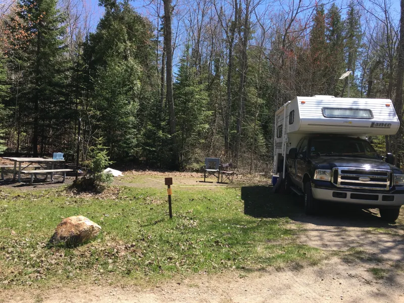 One of the sites at Hurricane River Campground