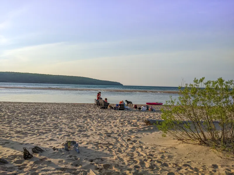 Leashed dogs are allowed at many places in the Pictured Rocks, including Sand Point Beach.