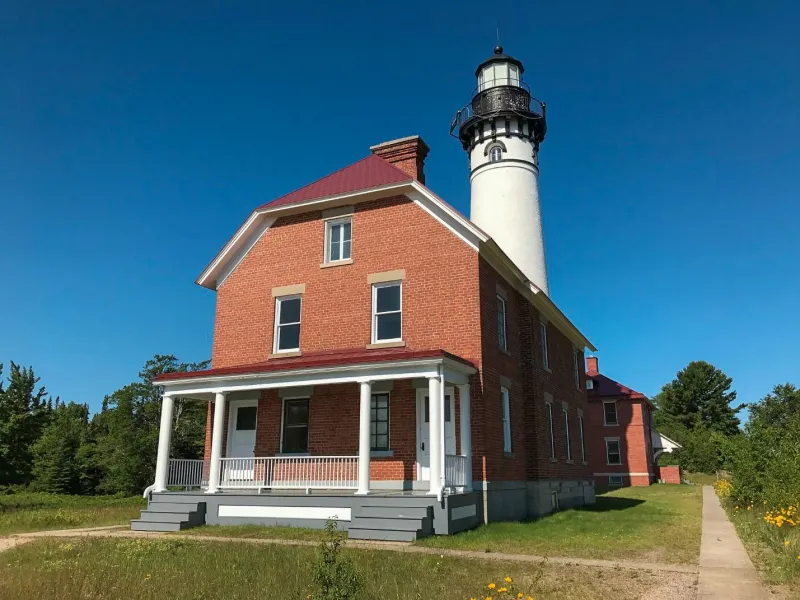 Leashed dogs are allowed at the Au Sable Light Station grounds, but not inside any of the buildings.