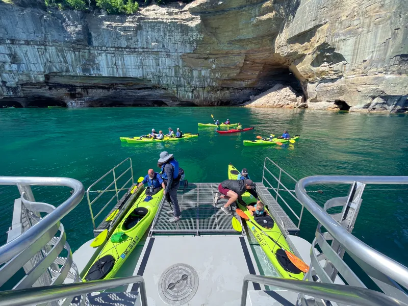 Pictured Rocks Kayaking: Off-shore launch near Grand Portal